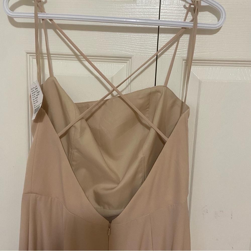 Amsale NWT Scout Crepe Fawn Cream Square Neck Bridesmaid Dress Gown Size 12 - Picture 9 of 12